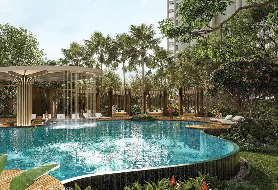 Prestige Garden Breeze swimming pool with water features