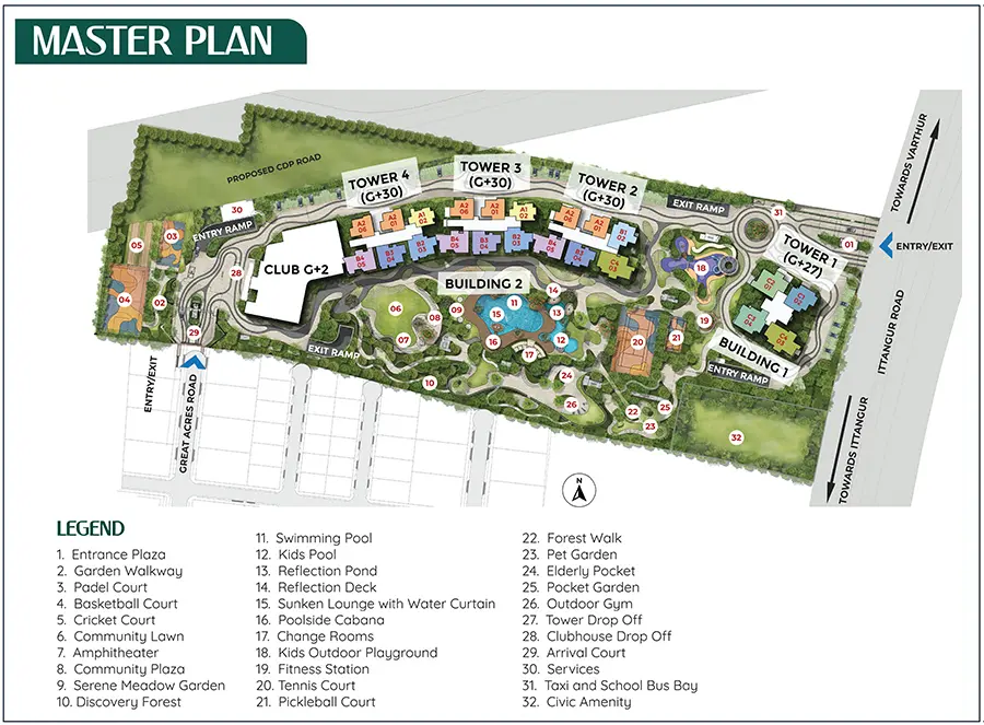 Master plan of Prestige Garden Breeze within The Prestige City township, Sarjapur